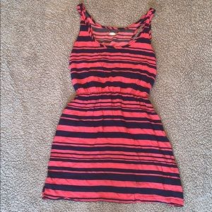 Striped pink&navy sundress
